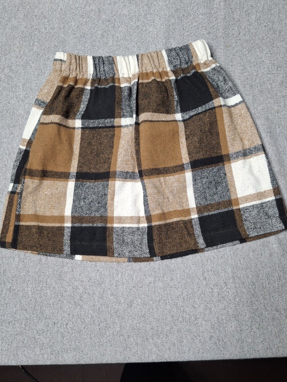 Girls 13-14Y Plaid Flannel Skirt Brown Tan Black Preppy
